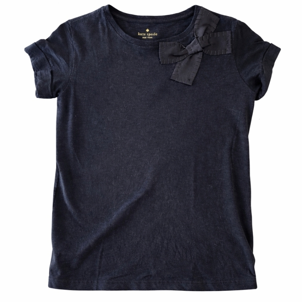Vintage Kate Spade Black Top Bow Accent T SHIRT Casual Y2K
